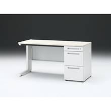 CZRデスク 片袖デスク CZR-146CBC-961 浅型センター引出し付  シリンダー錠W1400× D600 [ 本体: ホワイトW・天板: 61 / アッシュドパインL]