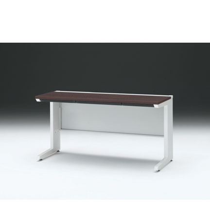 CZRデスク 平机 CZR-146HAC-982 浅型センター引出し付 L脚 W1400× D600 [ 本体: ホワイトW・天板: 82 / ブラックウォールナットD]