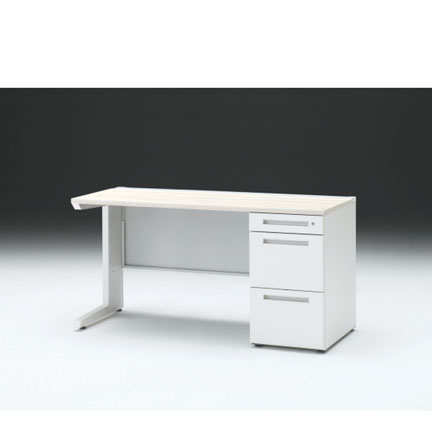 CZRデスク 片袖デスク CZR-146SBC-961 センター引出しなし  シリンダー錠W1400× D600 [ 本体: ホワイトW・天板: 61 / アッシュドパインL]