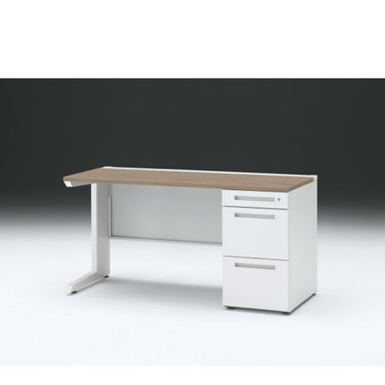 CZRデスク 片袖デスク CZR-146SBC-971 センター引出しなし  シリンダー錠W1400× D600 [ 本体: ホワイトW・天板: 71 / アッシュドオークM]