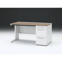 CZR 片袖デスク　シリンダー錠 浅型センター引出し付　CZR-147CBC-971　W1400×D700 ［本体：ホワイト×天板：71/アッシュドオークM］