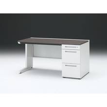 CZR 片袖デスク　シリンダー錠 浅型センター引出し付　CZR-147CBC-981　W1400×D700 ［本体：ホワイト×天板：81/アッシュドオークD］