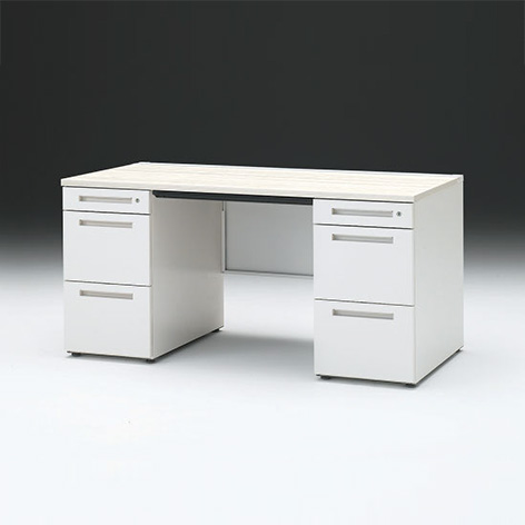 CZRデスク 両袖デスク CZR-157BAC-961 幅150cm 奥行70cm 浅型センター引出し付 シリンダー錠  [ 61 / アッシュドパインL ]