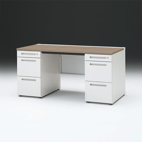 CZRデスク 両袖デスク CZR-157BAC-971 幅150cm 奥行70cm 浅型センター引出し付 シリンダー錠  [ 71 / アッシュドオークM ]