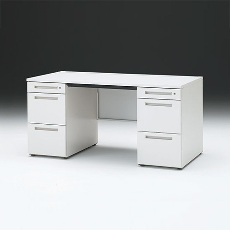CZRデスク 両袖デスク CZR-157BAC-9W9 幅150cm 奥行70cm 浅型センター引出し付 シリンダー錠  [ W9 / ホワイトW ]