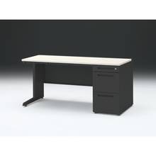 CZRデスク 片袖デスク CZR-157CBC-161 浅型センター引出し付  シリンダー錠W1500× D700 [ 本体: ブラックT・天板: 61 / アッシュドパインL]