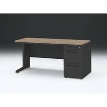 CZRデスク 片袖デスク CZR-157CBC-171 浅型センター引出し付  シリンダー錠W1500× D700 [ 本体: ブラックT・天板: 71 / アッシュドオークM]