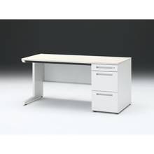 CZR 片袖デスク　シリンダー錠 浅型センター引出し付　CZR-157CBC-961　W1500×D700 ［本体：ホワイト×天板：61/アッシュドパインL］