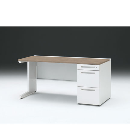 CZRデスク 片袖デスク CZR-157SBC-971 センター引出しなし  シリンダー錠W1500× D700 [ 本体: ホワイトW・天板: 71 / アッシュドオークM]