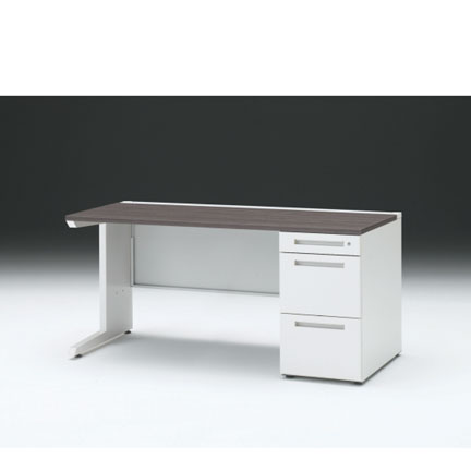 CZRデスク 片袖デスク CZR-157SBC-981 センター引出しなし  シリンダー錠W1500× D700 [ 本体: ホワイトW・天板: 81 / アッシュドオークD]