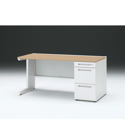 CZRデスク 片袖デスク CZR-157SBC-992 センター引出しなし  シリンダー錠W1500× D700 [ 本体: ホワイトW・天板: 92 / ホワイトオークM]
