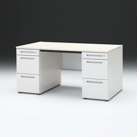 CZRデスク 両袖デスク CZR-158BAC-961 幅150cm 奥行80cm 浅型センター引出し付 シリンダー錠  [ 61 / アッシュドパインL ]