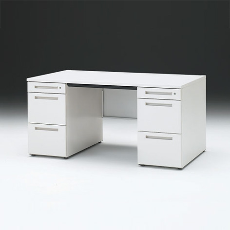 CZRデスク 両袖デスク CZR-158BAC-9W9 幅150cm 奥行80cm 浅型センター引出し付 シリンダー錠  [ W9 / ホワイトW ]