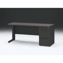 CZRデスク 片袖デスク CZR-166CBC-181 浅型センター引出し付  シリンダー錠W1600× D600 [ 本体: ブラックT・天板: 81 / アッシュドオークD]