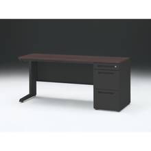 CZRデスク 片袖デスク CZR-166CBC-182 浅型センター引出し付  シリンダー錠W1600× D600 [ 本体: ブラックT・天板: 82 / ブラックウォールナットD]