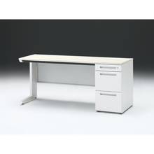 CZR 片袖デスク　シリンダー錠 浅型センター引出し付　CZR-166CBC-961　W1600×D600 ［本体：ホワイト×天板：61/アッシュドパイン-］