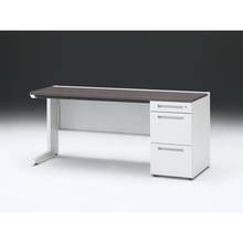 CZR 片袖デスク　シリンダー錠 浅型センター引出し付　CZR-166CBC-981　W1600×D600 ［本体：ホワイト×天板：81/アッシュドオークD］