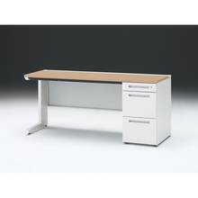CZR 片袖デスク　シリンダー錠 浅型センター引出し付　CZR-166CBC-992　W1600×D600 ［本体：ホワイト×天板：92/ホワイトオークM］