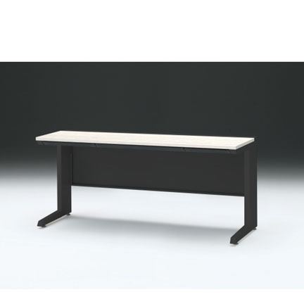 CZRデスク 平机 CZR-166HAC-161 浅型センター引出し付 L脚 W1600× D600 [ 本体: ブラックT・天板: 61 / アッシュドパインL]