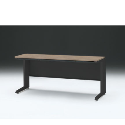 CZRデスク 平机 CZR-166HAC-171 浅型センター引出し付 L脚 W1600× D600 [ 本体: ブラックT・天板: 71 / アッシュドオークM]