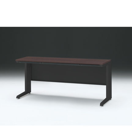 CZRデスク 平机 CZR-166HAC-182 浅型センター引出し付 L脚 W1600× D600 [ 本体: ブラックT・天板: 82 / ブラックウォールナットD]