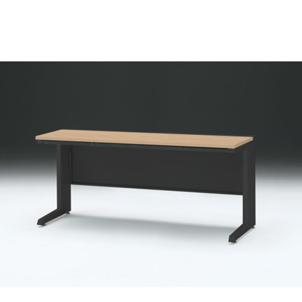 CZRデスク 平机 CZR-166HAC-192 浅型センター引出し付 L脚 W1600× D600 [ 本体: ブラックT・天板: 92 / ホワイトオークM]