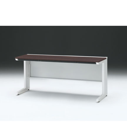 CZRデスク 平机 CZR-166HAC-982 浅型センター引出し付 L脚 W1600× D600 [ 本体: ホワイトW・天板: 82 / ブラックウォールナットD]