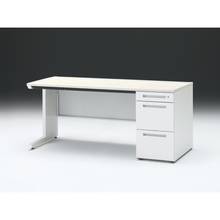 CZRデスク 片袖デスク CZR-167CBC-961 浅型センター引出し付  シリンダー錠W1600× D700 [ 本体: ホワイトW・天板: 61 / アッシュドパインL]