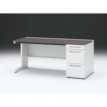 CZR 片袖デスク　シリンダー錠 浅型センター引出し付　CZR-167CBC-981　W1600×D700 ［本体：ホワイト×天板：81/アッシュドオークD］