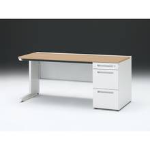 CZR 片袖デスク　シリンダー錠 浅型センター引出し付　CZR-167CBC-992　W1600×D700 ［本体：ホワイト×天板：92/ホワイトオークM］