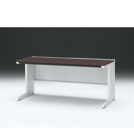CZRデスク 平机 CZR-167HAC-982 浅型センター引出し付 L脚 W1600× D700 [ 本体: ホワイトW・天板: 82 / ブラックウォールナットD]