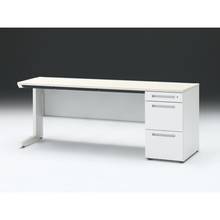 CZRデスク 片袖デスク CZR-186CBC-961 浅型センター引出し付  シリンダー錠W1800× D600 [ 本体: ホワイトW・天板: 61 / アッシュドパインL]