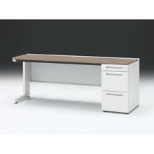 CZRデスク 片袖デスク CZR-186CBC-971 浅型センター引出し付  シリンダー錠W1800× D600 [ 本体: ホワイトW・天板: 71 / アッシュドオークM]