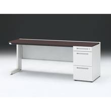 CZR 片袖デスク　シリンダー錠 浅型センター引出し付　CZR-186CBC-982　W1800×D600 ［本体：ホワイト×天板：82/ブラックウォールナットD］