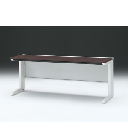 CZRデスク 平机 CZR-186HAC-982 浅型センター引出し付 L脚 W1800× D600 [ 本体: ホワイトW・天板: 82 / ブラックウォールナットD]