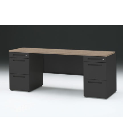 CZRデスク 両袖デスク CZR-186KAC-171 センター引出しなし  シリンダー錠W1800× D600 [ 本体: ブラックT・天板: 71 / アッシュドオークM]