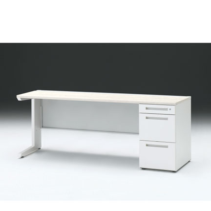 CZRデスク 片袖デスク CZR-186SBC-961 センター引出しなし  シリンダー錠W1800× D600 [ 本体: ホワイトW・天板: 61 / アッシュドパインL]