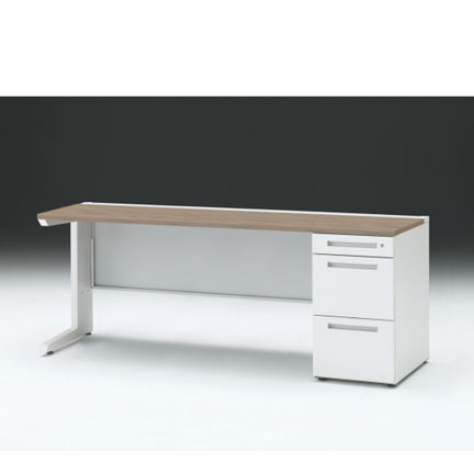 CZRデスク 片袖デスク CZR-186SBC-971 センター引出しなし  シリンダー錠W1800× D600 [ 本体: ホワイトW・天板: 71 / アッシュドオークM]