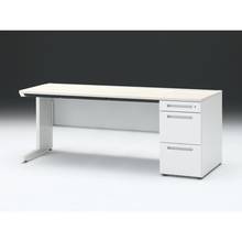 CZR 片袖デスク　シリンダー錠 浅型センター引出し付　CZR-187CBC-961　W1800×D700 ［本体：ホワイト×天板：61/アッシュドパインL］