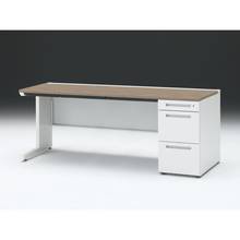 CZR 片袖デスク　シリンダー錠 浅型センター引出し付　CZR-187CBC-971　W1800×D700 ［本体：ホワイト×天板：71/アッシュドオークM］