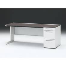 CZR 片袖デスク　シリンダー錠 浅型センター引出し付　CZR-187CBC-981　W1800×D700 ［本体：ホワイト×天板：81/アッシュドオークD］