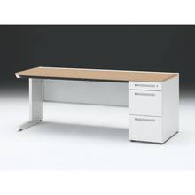 CZRデスク 片袖デスク CZR-187CBC-992 浅型センター引出し付  シリンダー錠W1800× D700 [ 本体: ホワイトW・天板: 92 / ホワイトオークM]