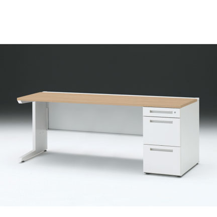 CZRデスク 片袖デスク CZR-187SBC-992 センター引出しなし  シリンダー錠W1800× D700 [ 本体: ホワイトW・天板: 92 / ホワイトオークM]