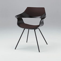 DAチェア 塗装タイプ KDA-120C1-T1 背パッド付 布地張り ［背・座・脚カラー：T1 / ブラックＴ 張地：016 / ビターチョコレート］