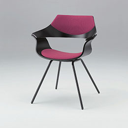 DAチェア 塗装タイプ KDA-120C1-T1 背パッド付 布地張り ［背・座・脚カラー：T1 / ブラックＴ 張地：103 / ラズベリーピンク］