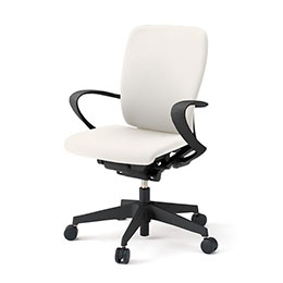 フルゴチェア KF-436DL-T1C8 ハイバック ビニールレザー張り 固定肘 [ ベース : ブラックT / 張地 : オフホワイトC] ( ナイロン双輪キャスター )