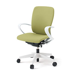 フルゴチェア KF-436DL-WWL8 ハイバック ビニールレザー張り 固定肘 [ ベース : ホワイトW / 張地 : アボカドグリーン] ( ナイロン双輪キャスター )
