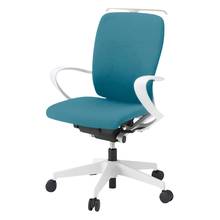 フルゴチェア ハイバック 固定肘 ハンガー付 抵抗付ウレタン双輪キャスター [ ベース :ホワイト / 抗ウイルス加工張地 : ストロングブルー ]  KF436PVHM-WWA3