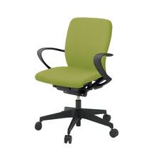 フルゴチェア ローバック 固定肘付 抵抗付ウレタン双輪キャスター [ ベース :ブラック / 抗ウイルス加工張地 : モスグリーン ]  KF446PVM-T1Q6