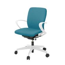 フルゴチェア ローバック 固定肘付 抵抗付ウレタン双輪キャスター [ ベース :ホワイト / 抗ウイルス加工張地 : ストロングブルー ]  KF446PVM-WWA3